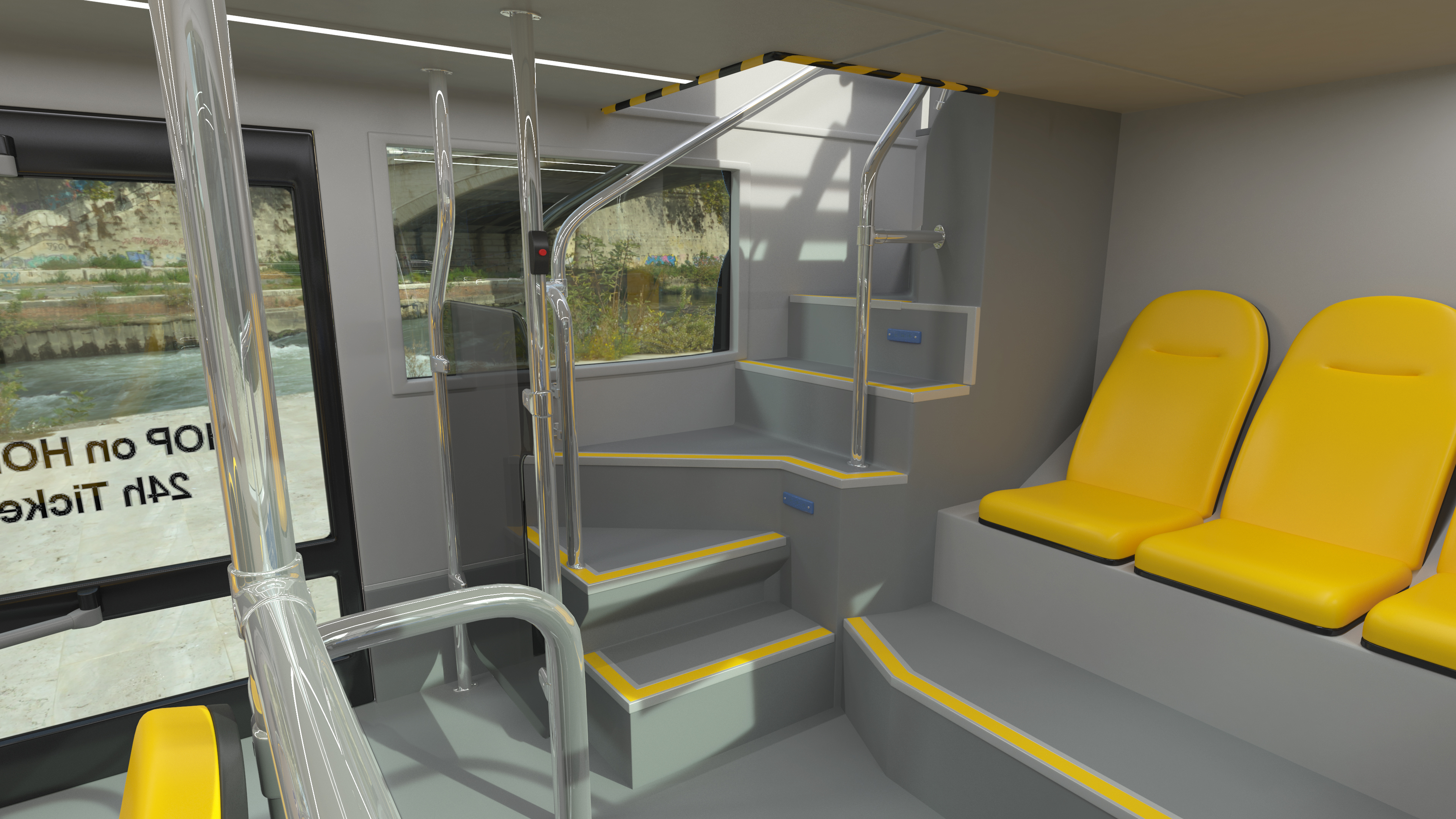 Open Top Double Decker Tour Bus Rigged for Cinema 4D 3D
