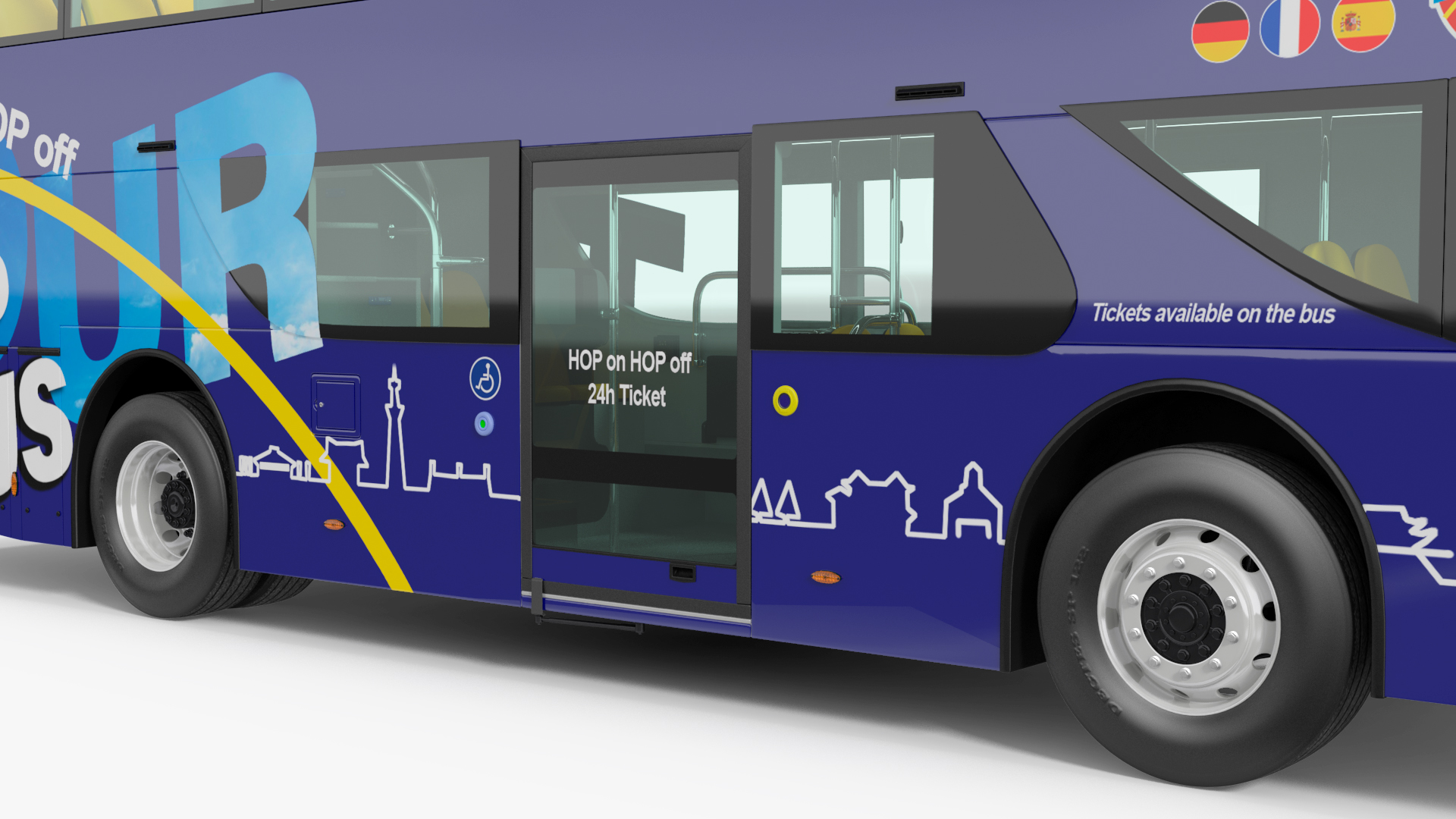 Open Top Double Decker Tour Bus Rigged for Cinema 4D 3D
