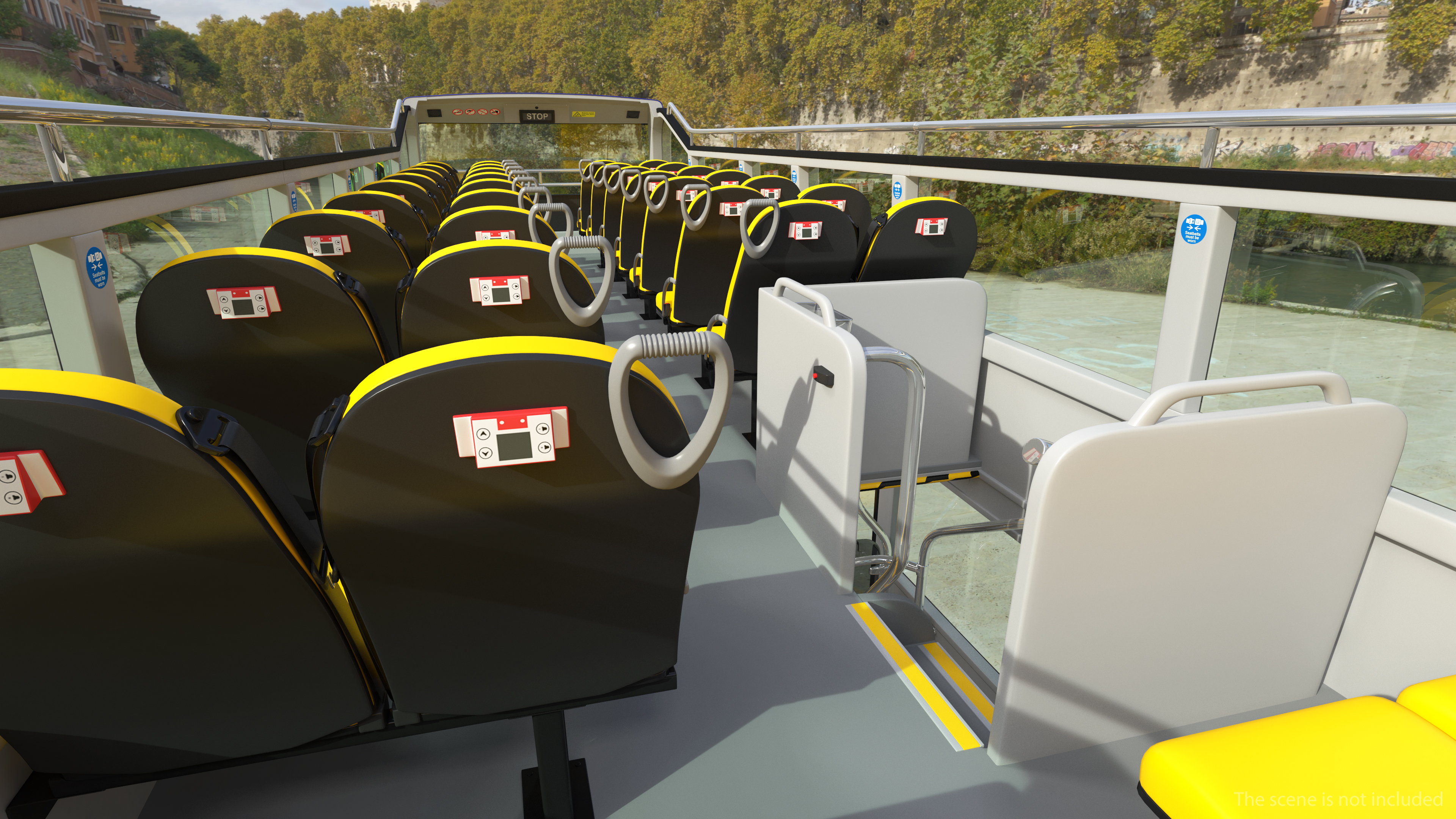 Open Top Double Decker Tour Bus Rigged for Cinema 4D 3D
