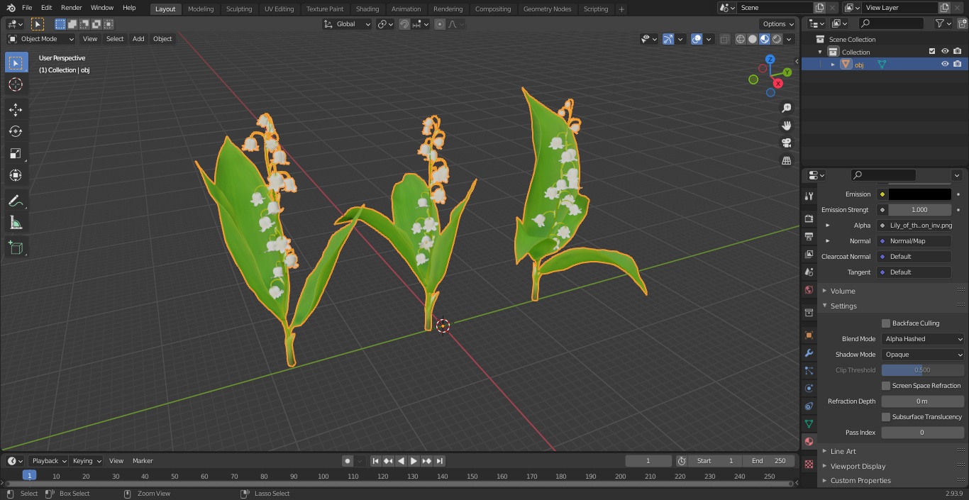 Lily of the Valley 3 Branches 3D model