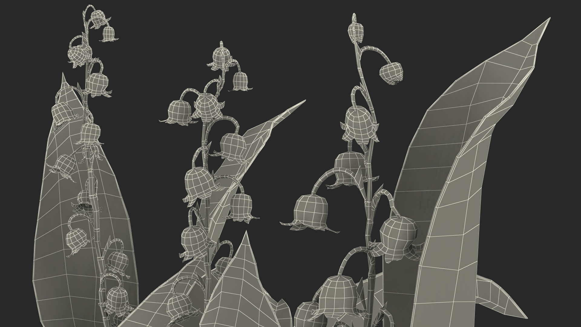 Lily of the Valley 3 Branches 3D model