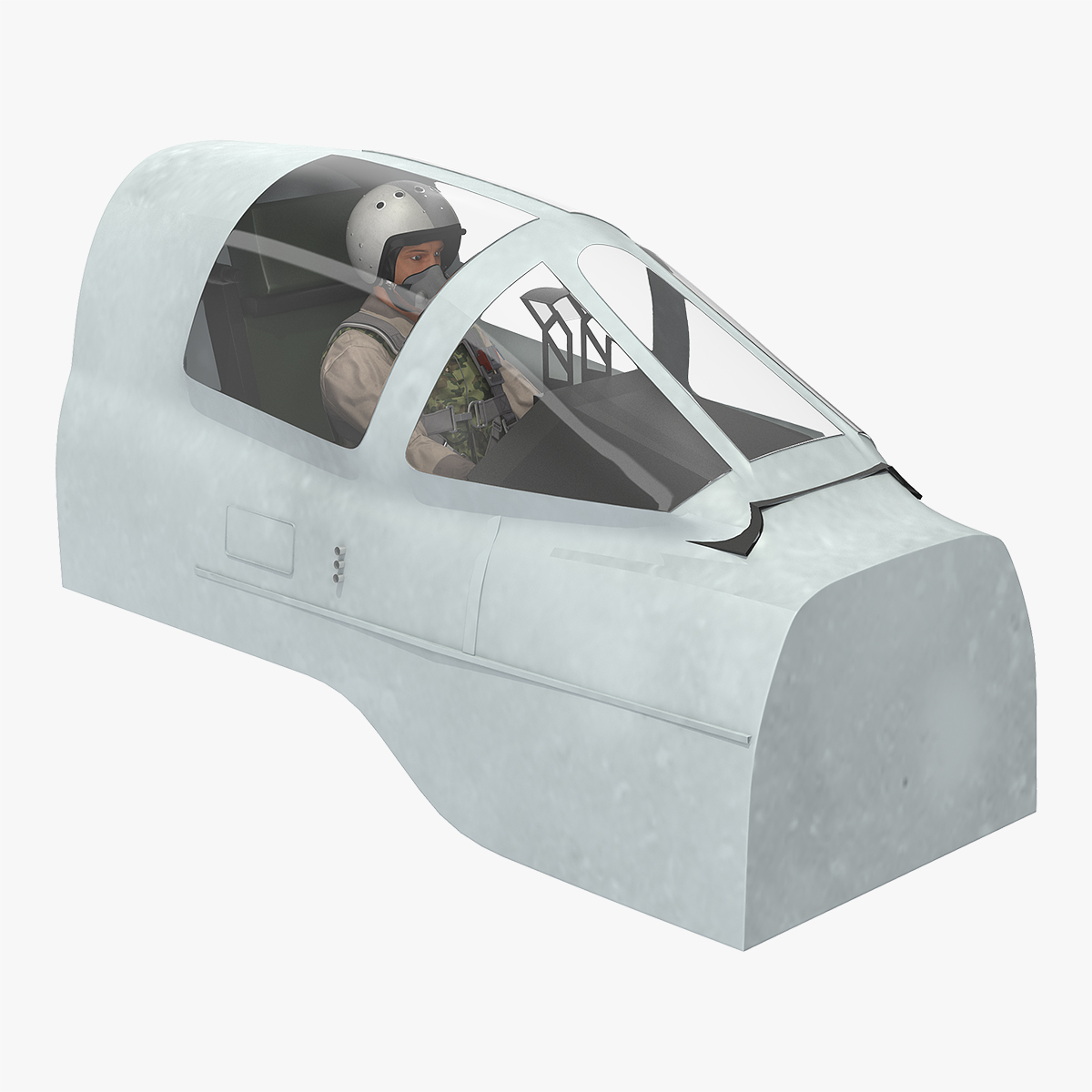 Jet Fighter Pilot in Cockpit 3D Model