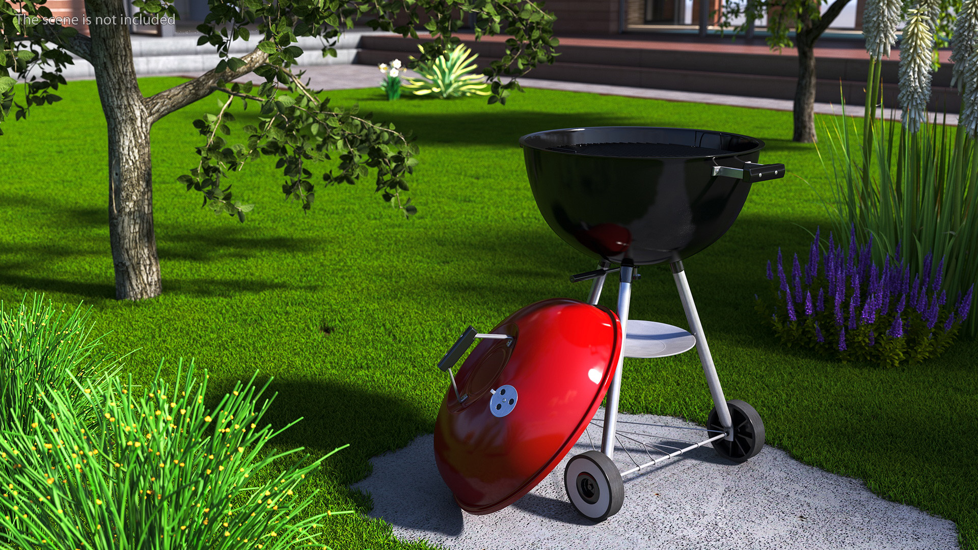 Classic Charcoal Grill with Wheels 3D model