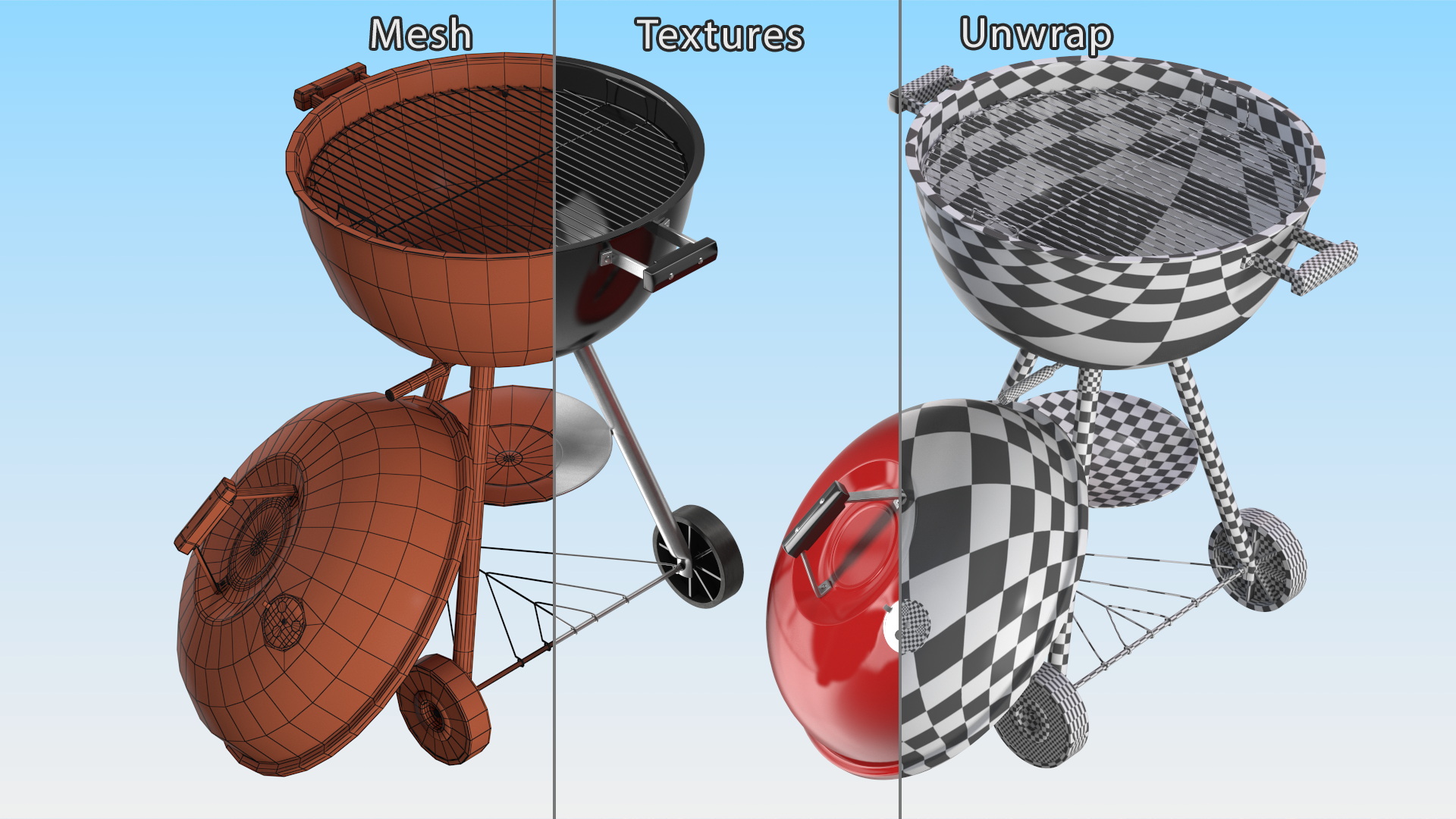 Classic Charcoal Grill with Wheels 3D model