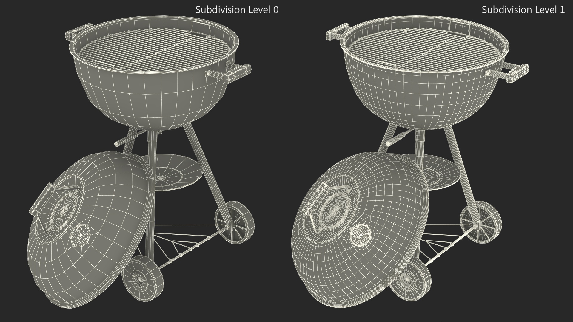 Classic Charcoal Grill with Wheels 3D model