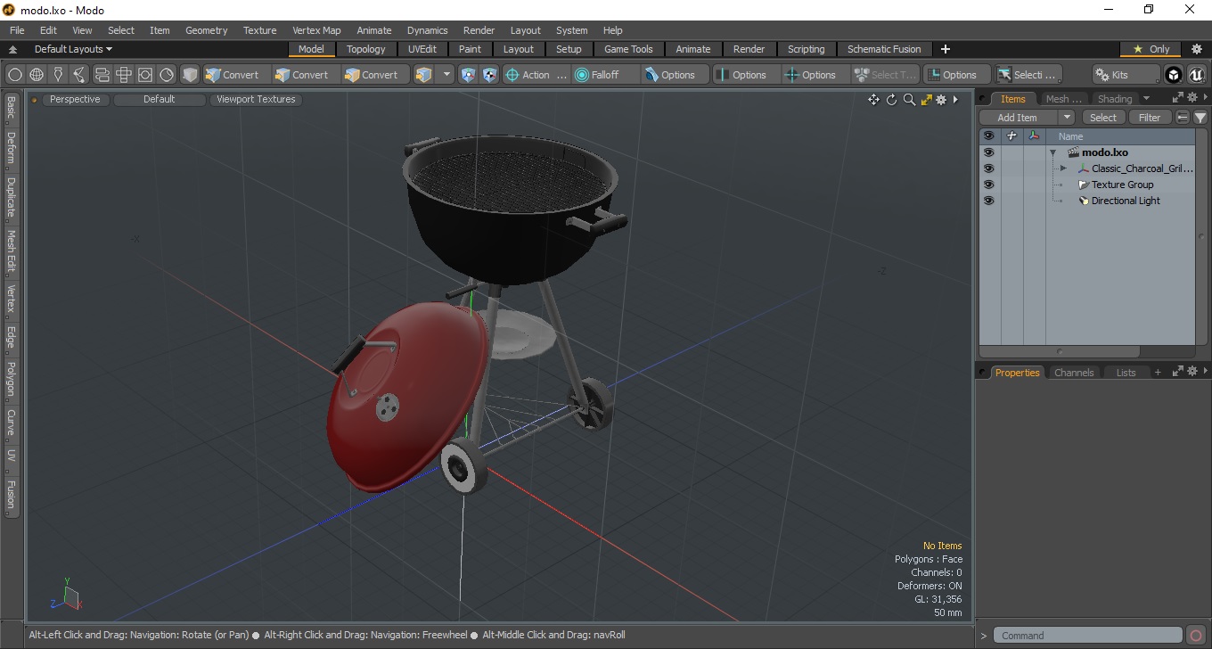 Classic Charcoal Grill with Wheels 3D model