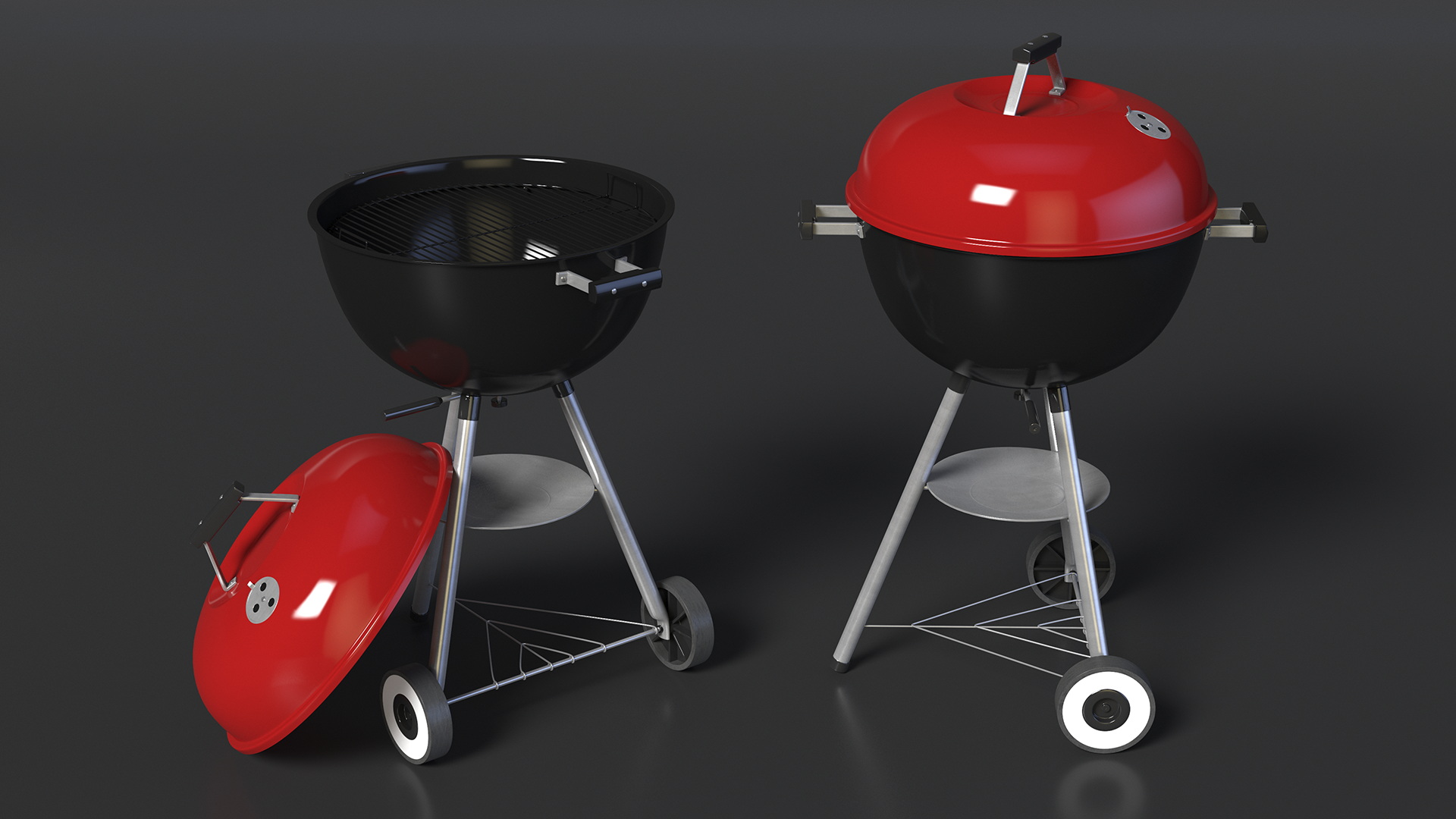 Classic Charcoal Grill with Wheels 3D model