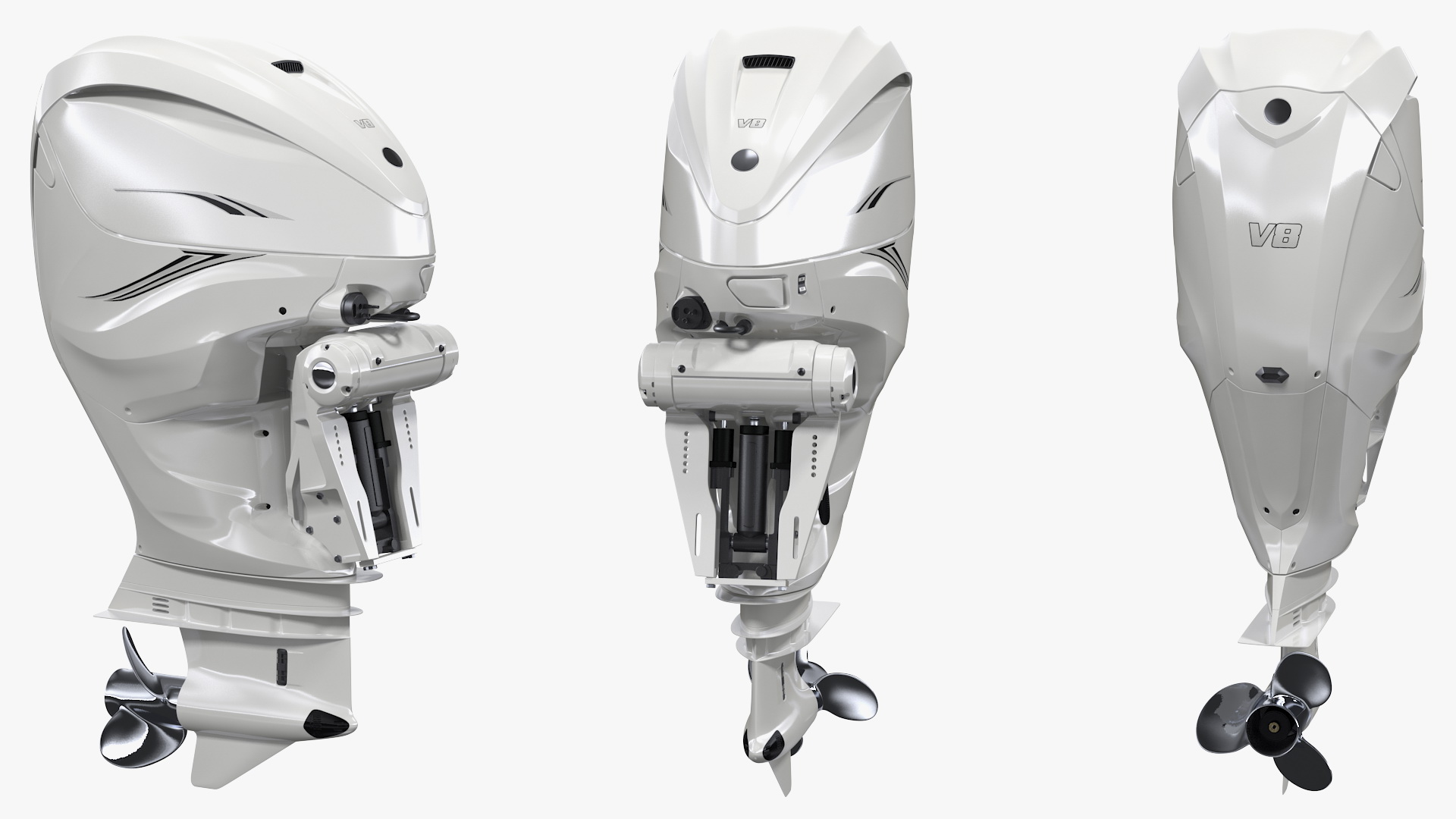 3D model V8 Outboard Boat Motor White Rigged