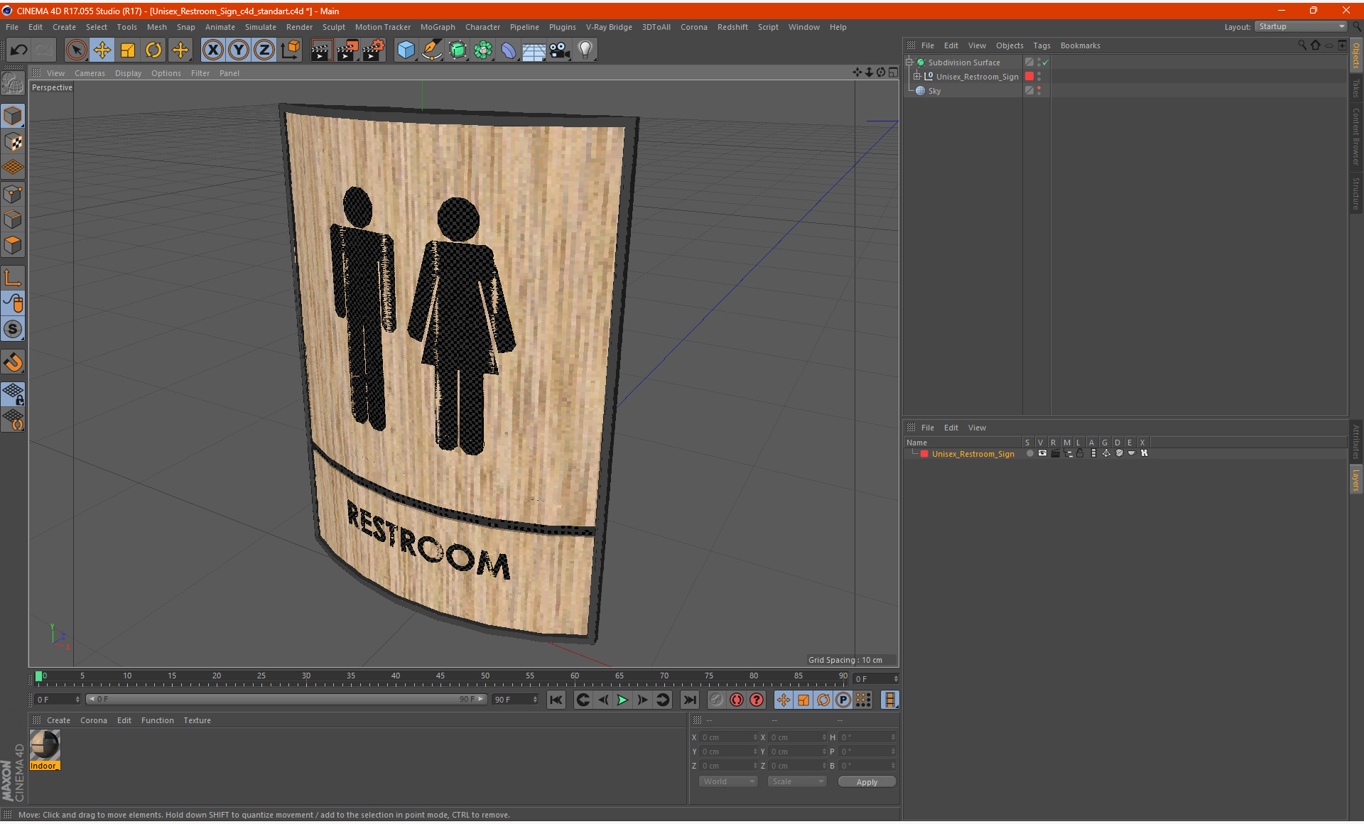 3D model Unisex Restroom Sign