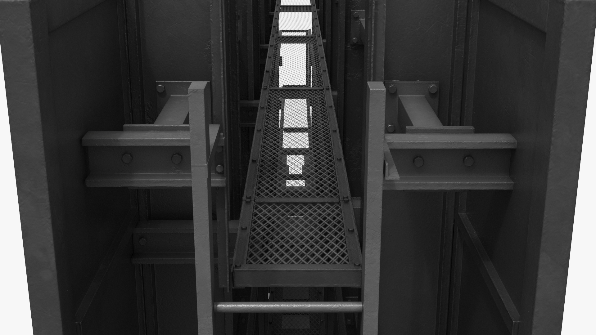 Mockup Prism Billboard on Monopole with Ladder Rigged - view 8