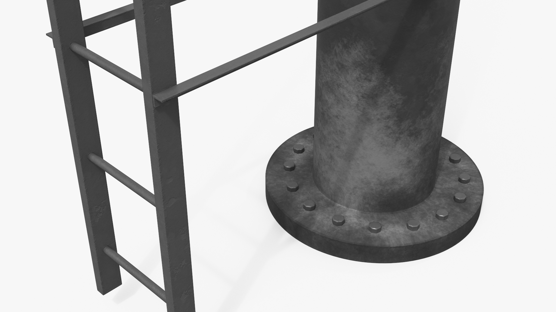 Mockup Prism Billboard on Monopole with Ladder Rigged - view 9