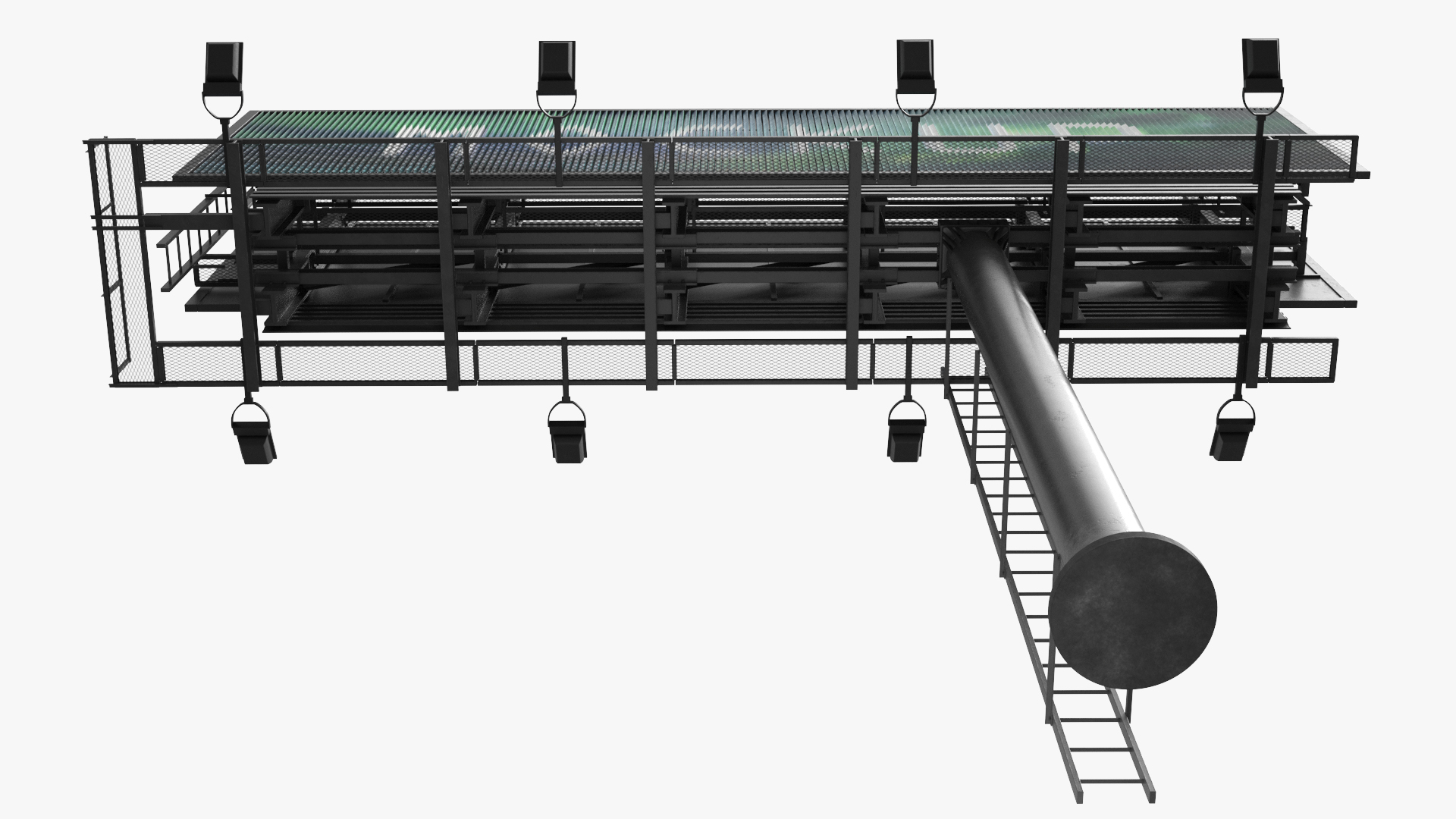 Mockup Prism Billboard on Monopole with Ladder Rigged - view 4