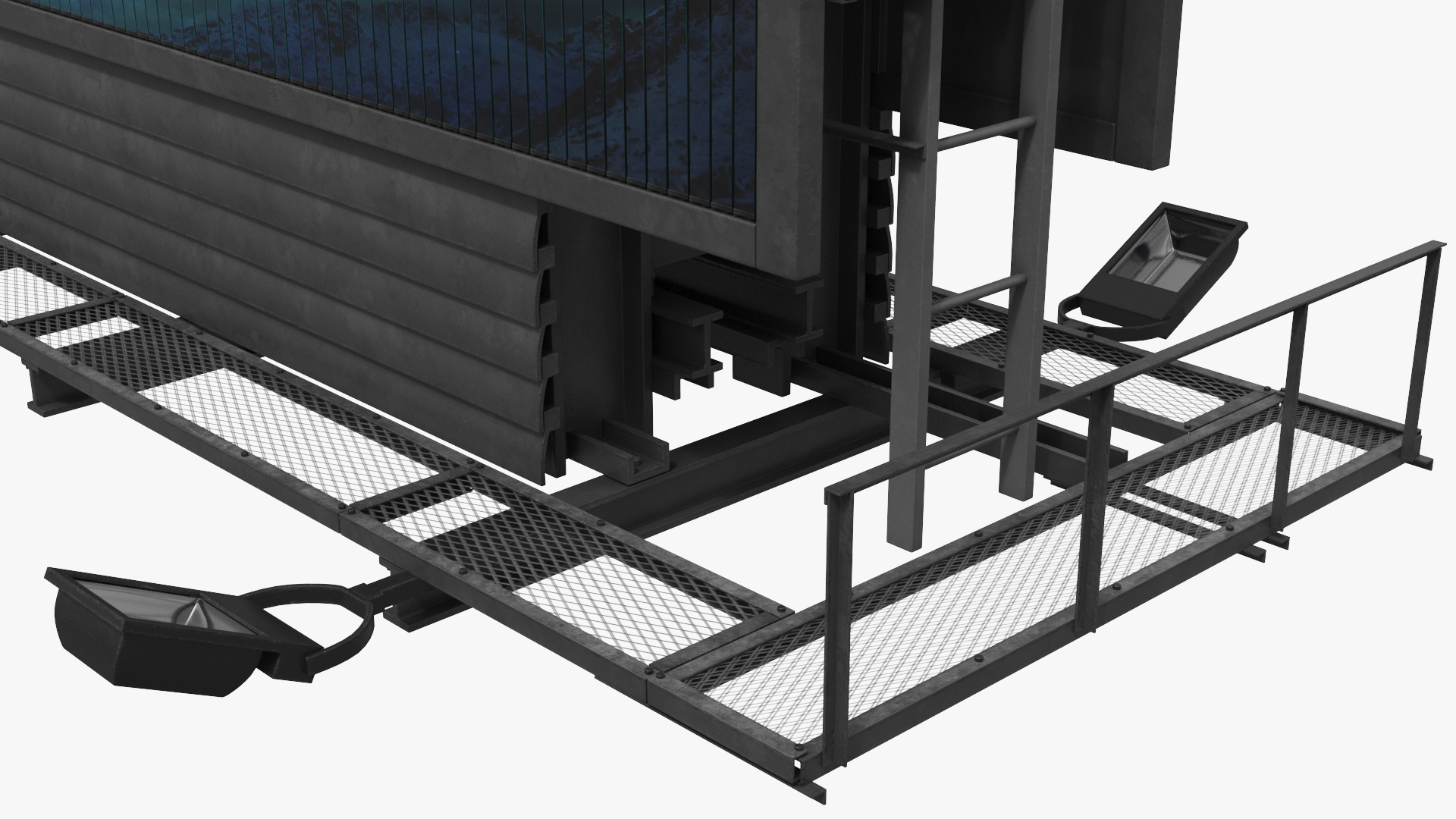 Mockup Prism Billboard on Monopole with Ladder Rigged - view 5