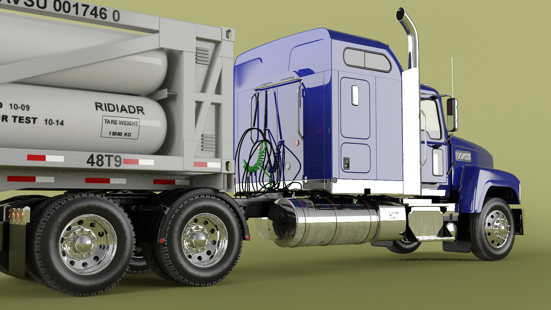 3D model Freight Truck with LNG Transport Trailer