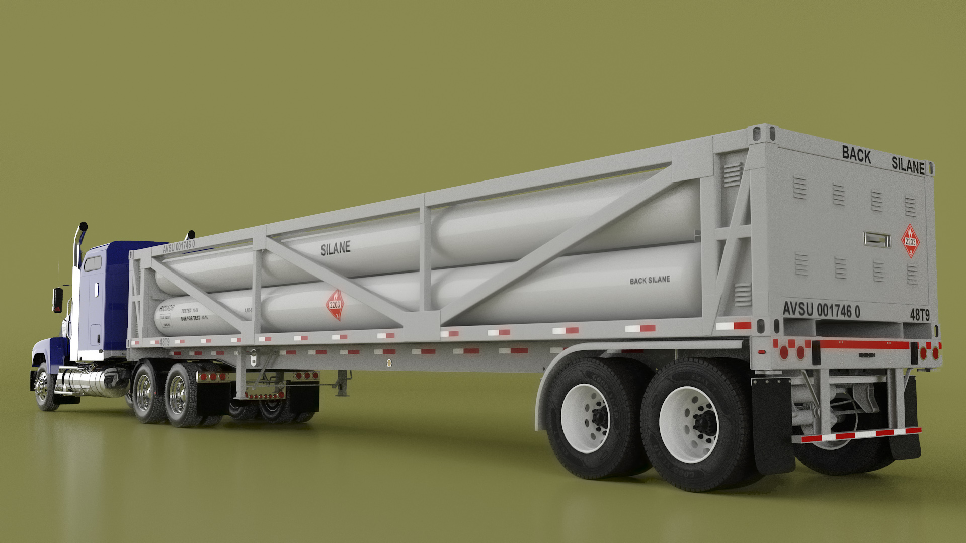 3D model Freight Truck with LNG Transport Trailer