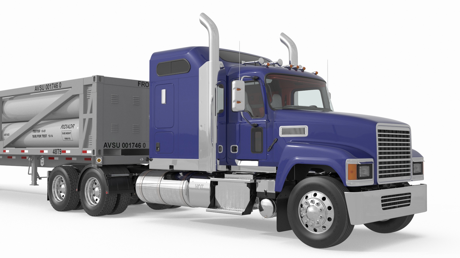 3D model Freight Truck with LNG Transport Trailer