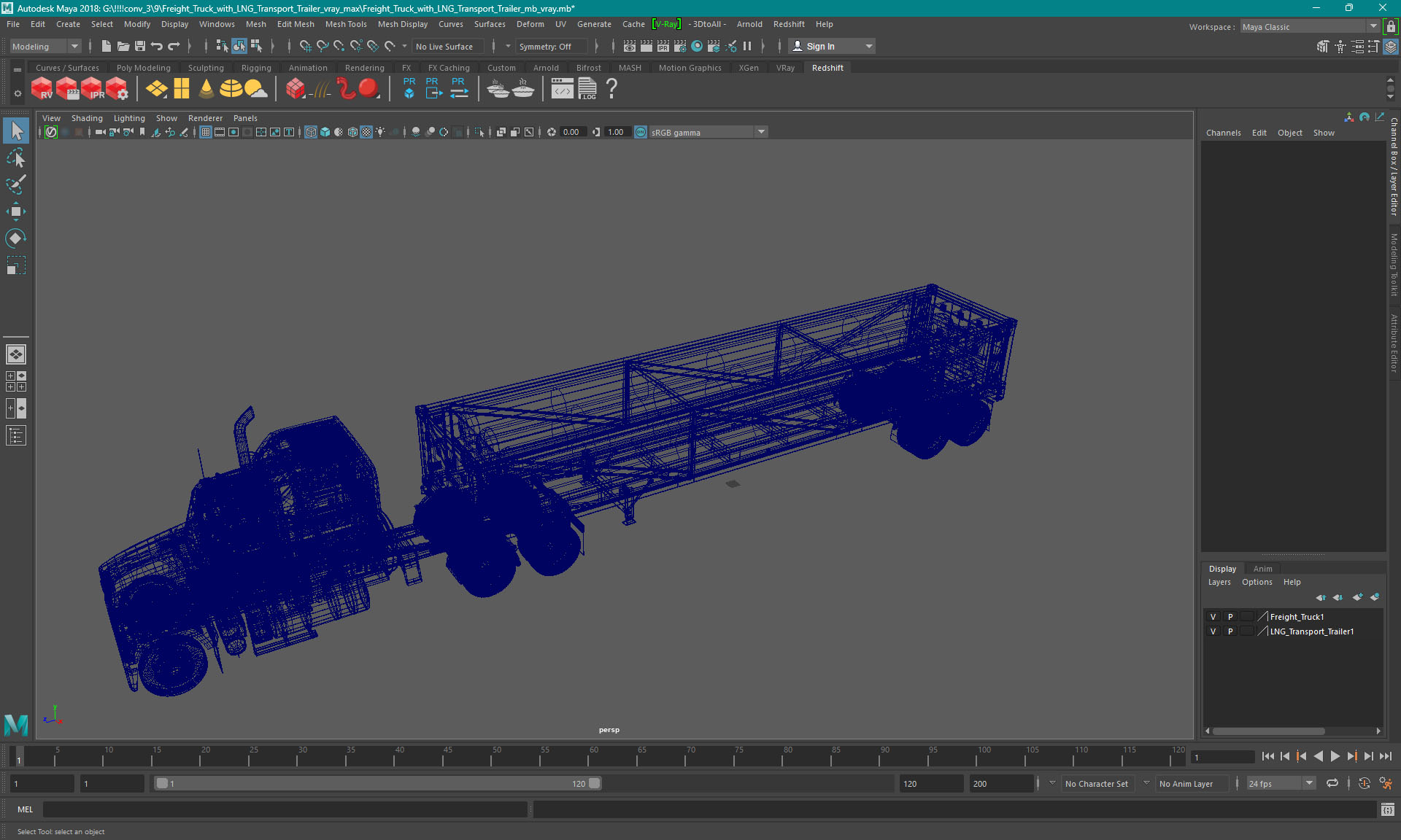 3D model Freight Truck with LNG Transport Trailer