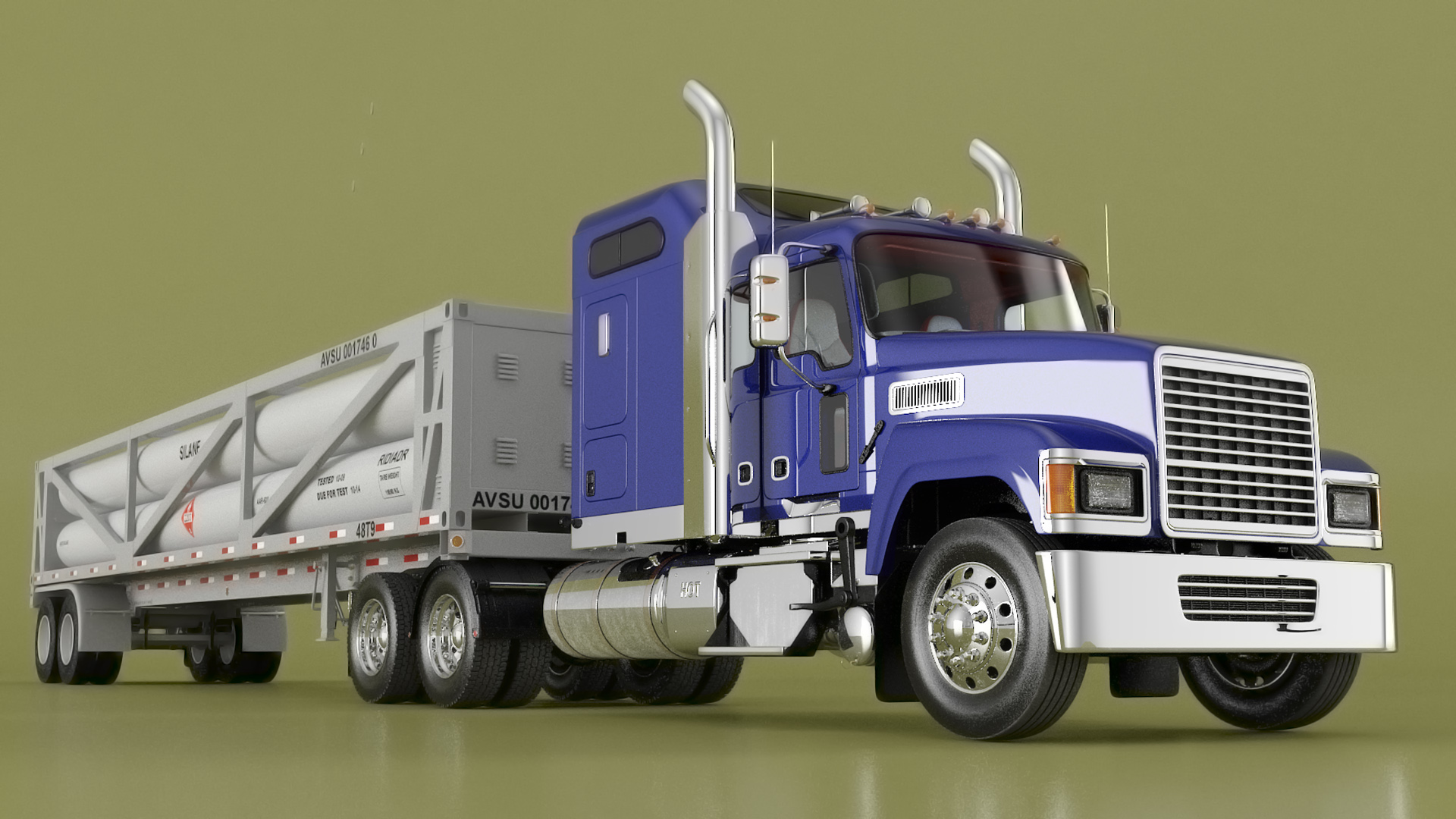 3D model Freight Truck with LNG Transport Trailer