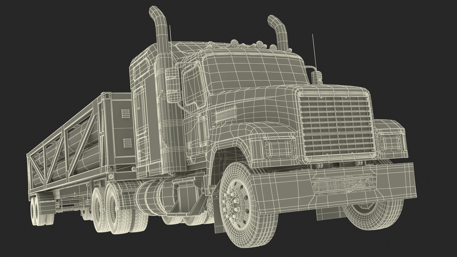 3D model Freight Truck with LNG Transport Trailer