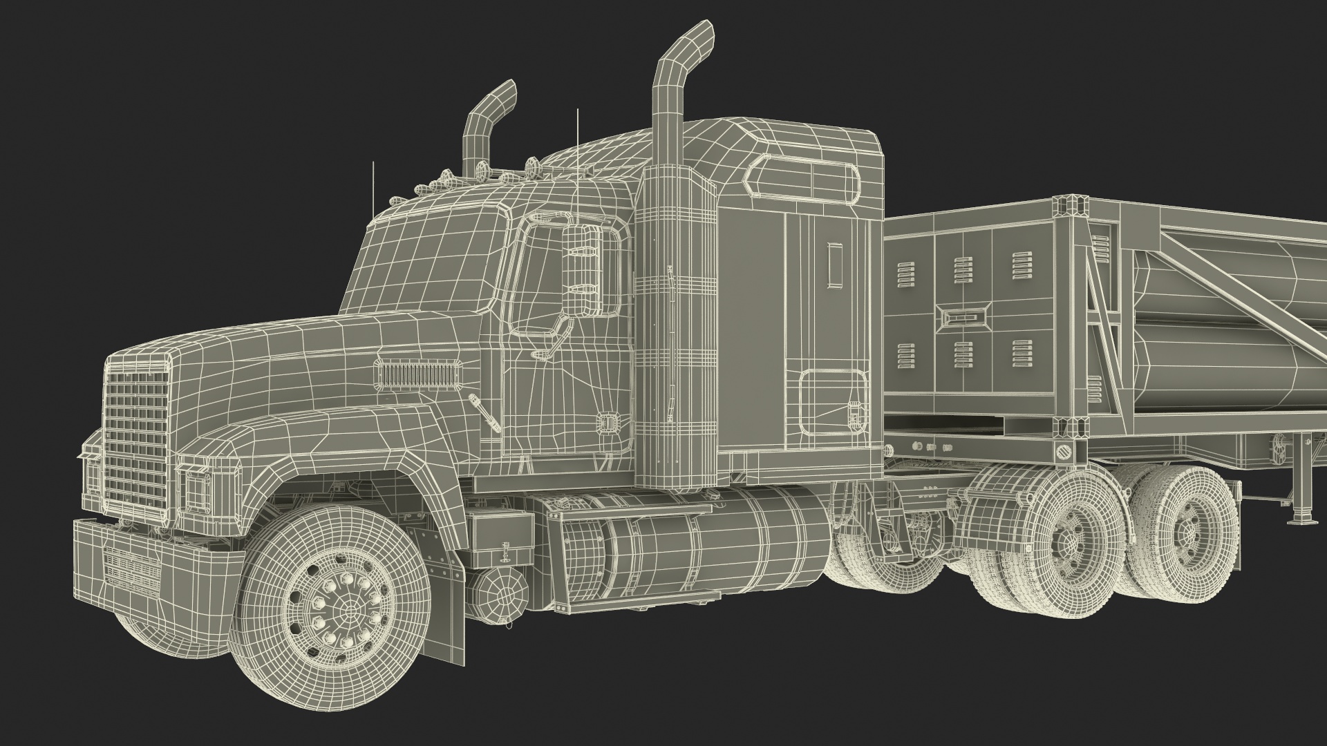 3D model Freight Truck with LNG Transport Trailer