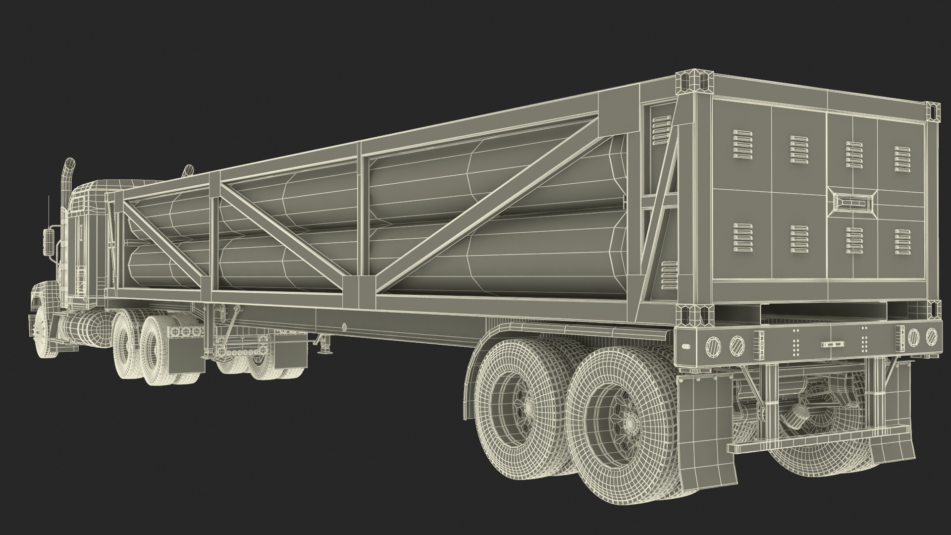 3D model Freight Truck with LNG Transport Trailer