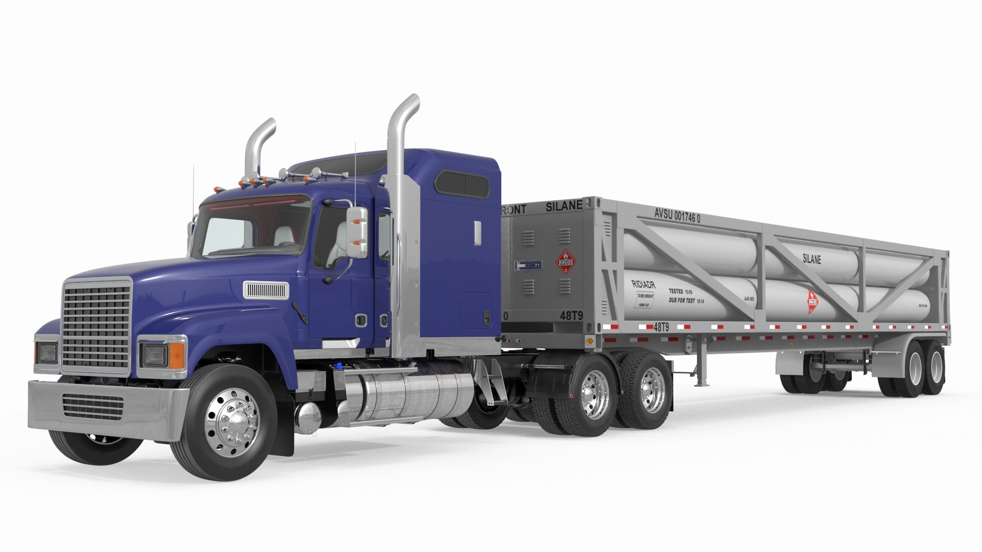 3D model Freight Truck with LNG Transport Trailer
