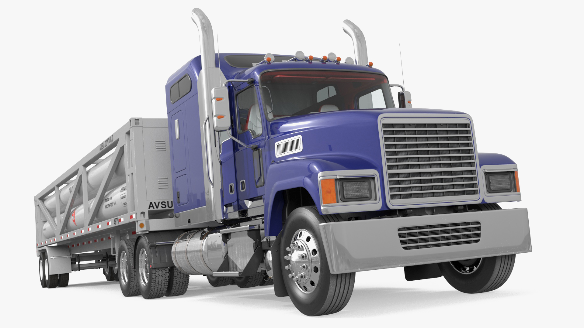 3D model Freight Truck with LNG Transport Trailer