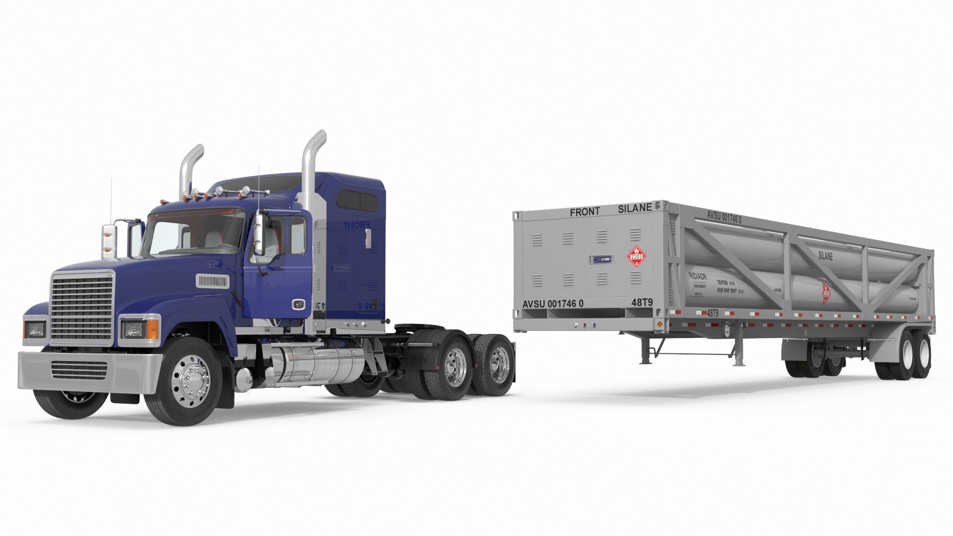 3D model Freight Truck with LNG Transport Trailer