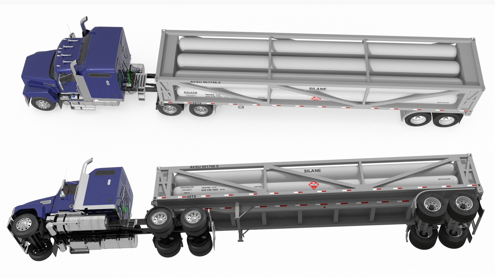 3D model Freight Truck with LNG Transport Trailer