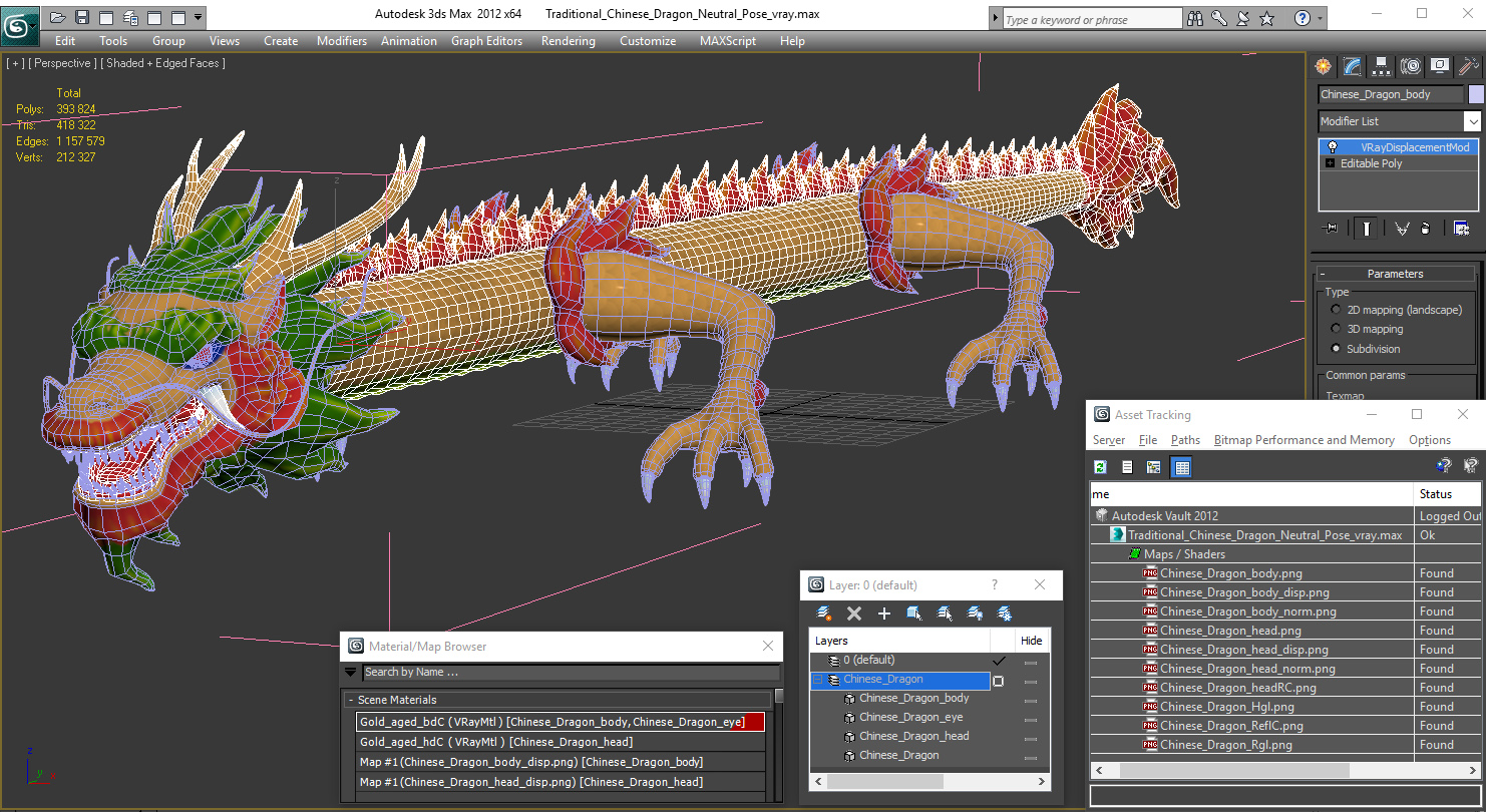 Traditional Chinese Dragon Neutral Pose 3D model