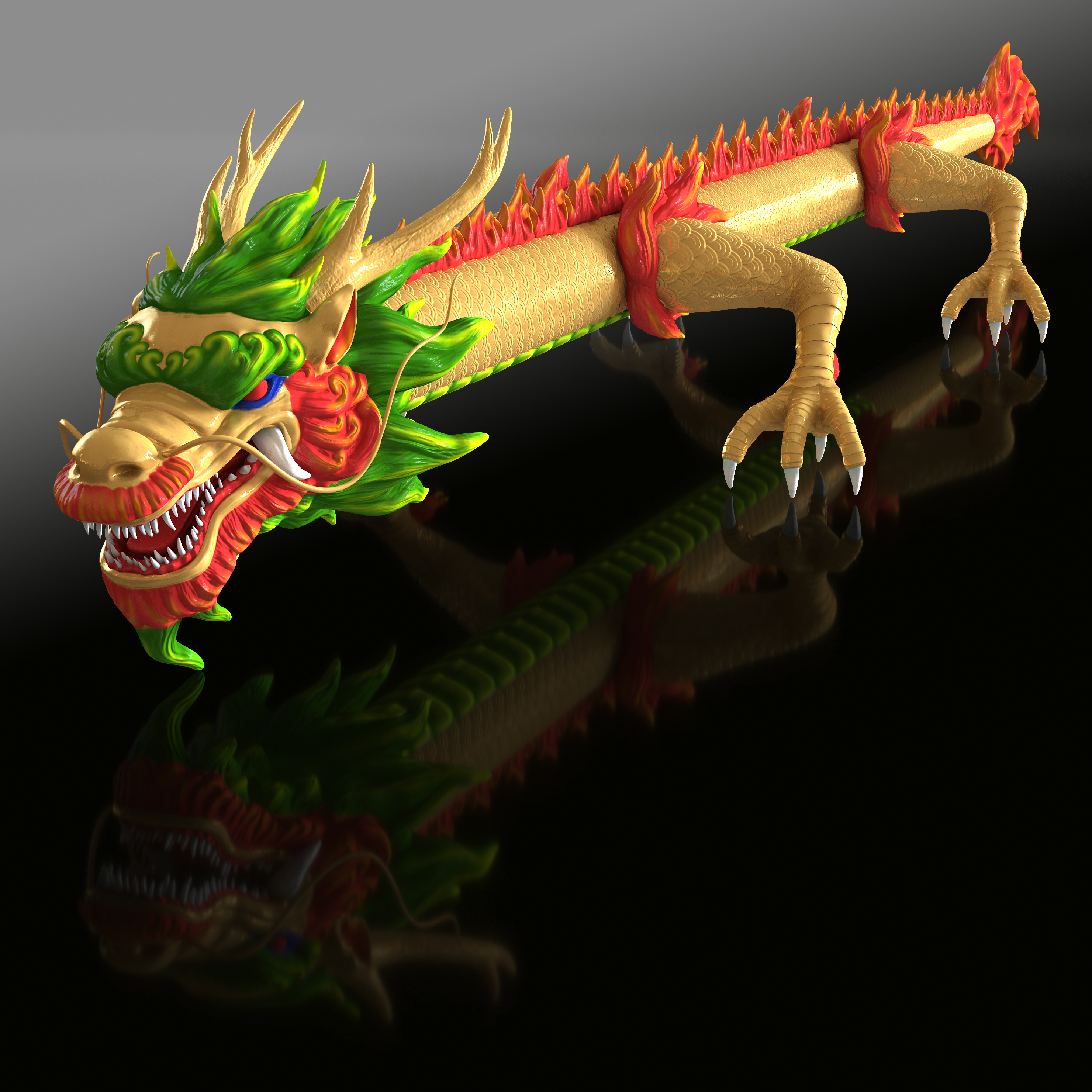 Traditional Chinese Dragon Neutral Pose, view 4