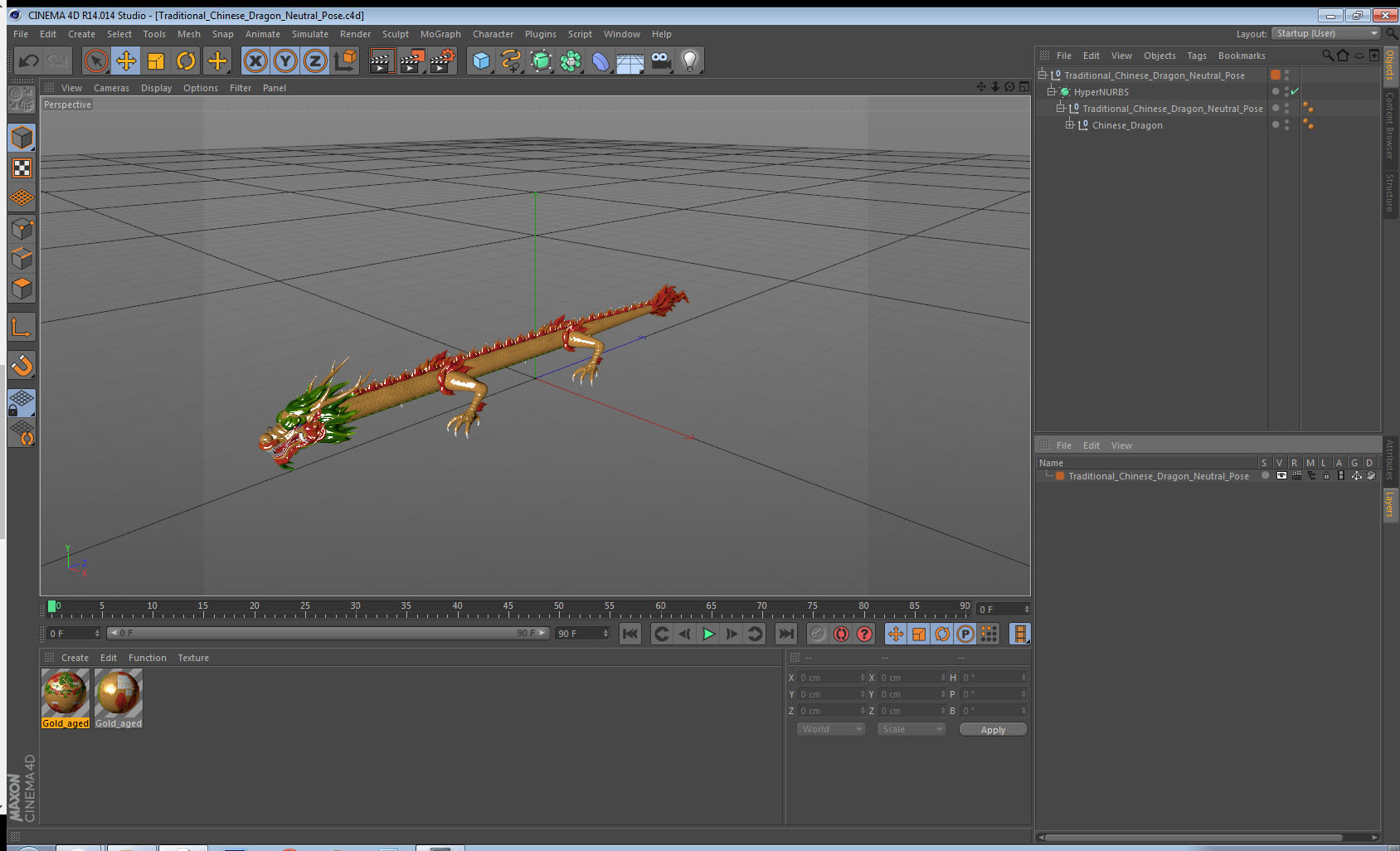 Traditional Chinese Dragon Neutral Pose 3D model