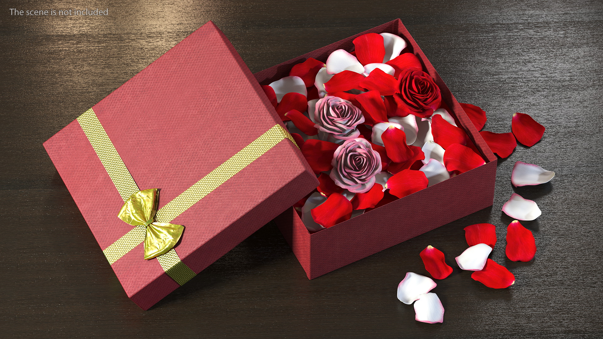 3D model Box With Rose Petals