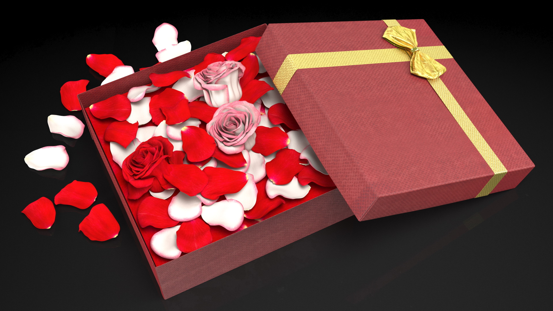 3D model Box With Rose Petals