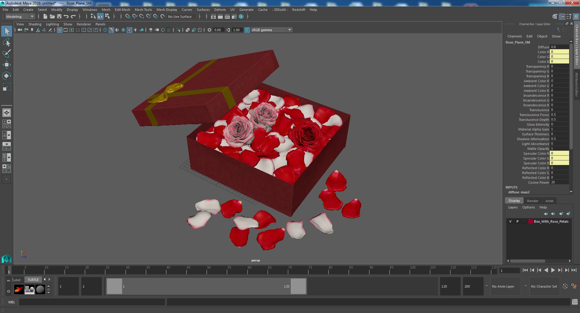 3D model Box With Rose Petals