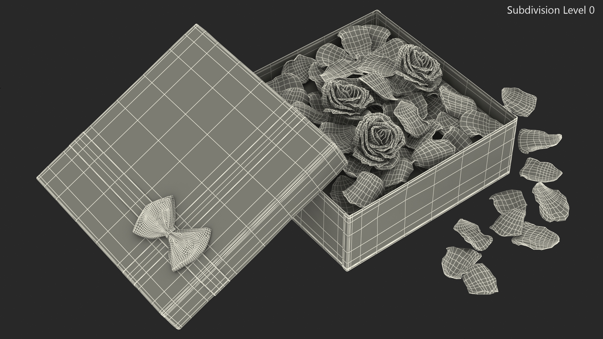 3D model Box With Rose Petals