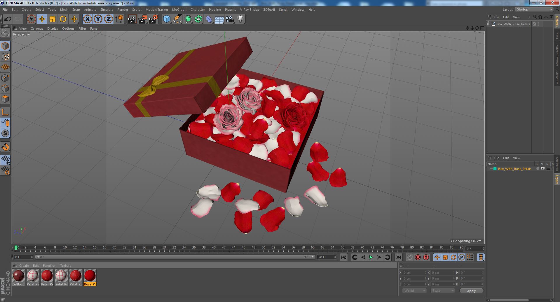 3D model Box With Rose Petals
