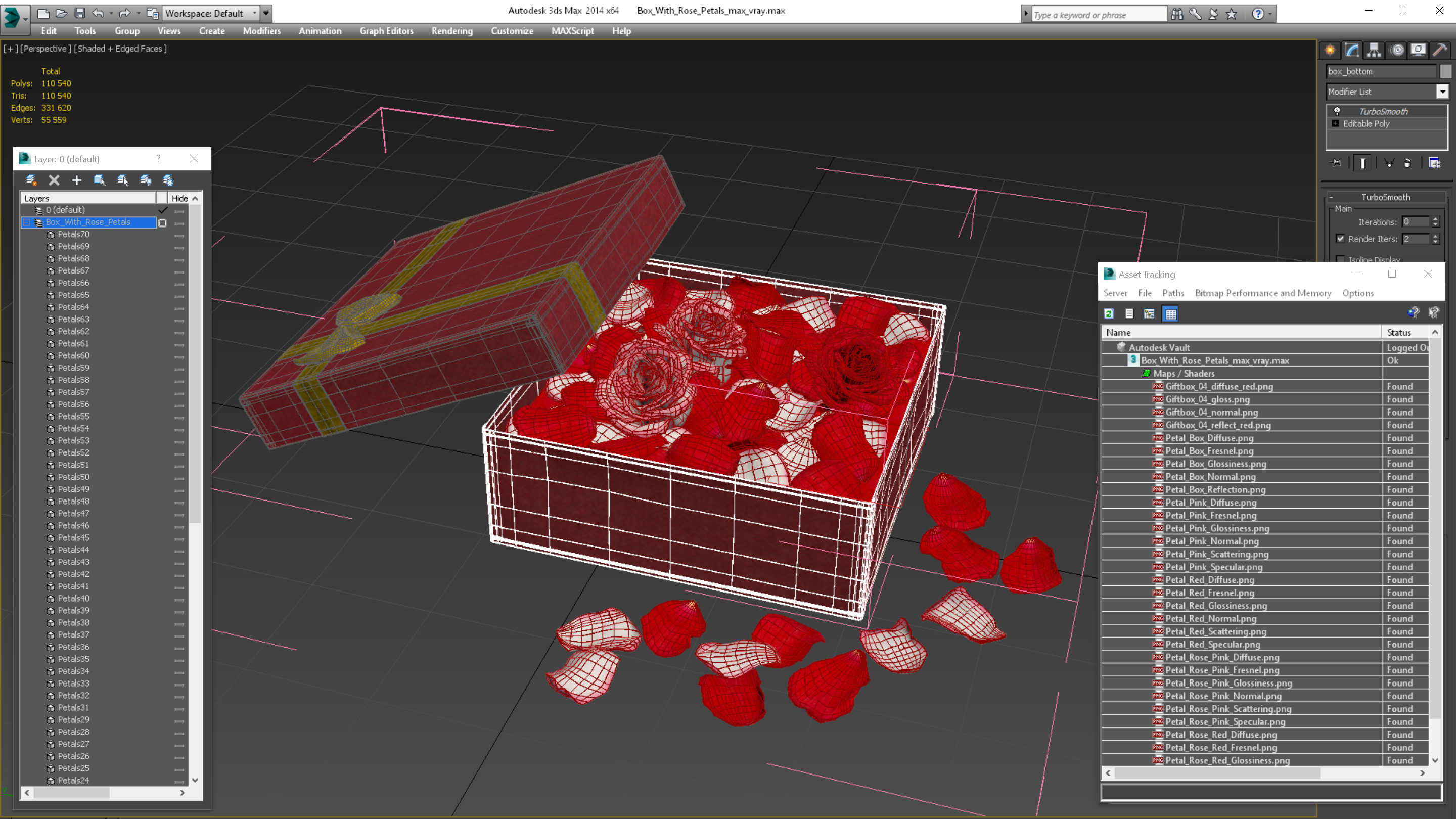 3D model Box With Rose Petals