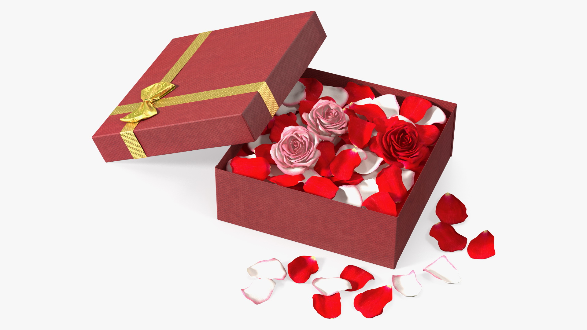 3D model Box With Rose Petals