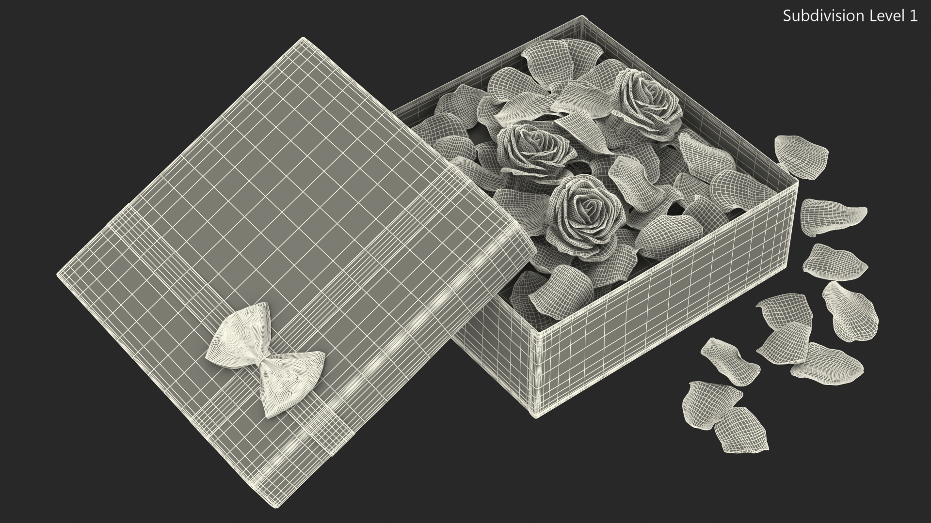 3D model Box With Rose Petals