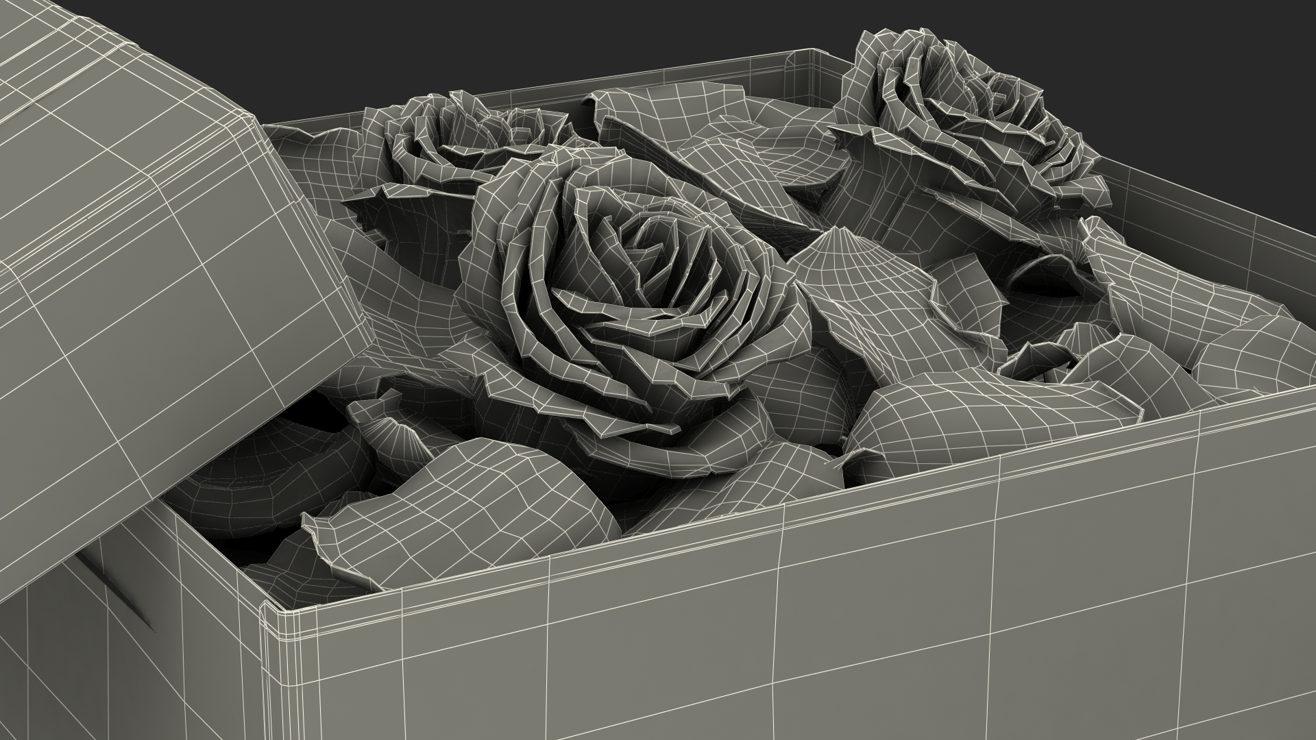 3D model Box With Rose Petals