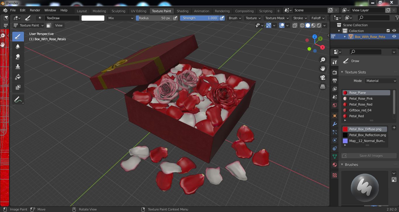 3D model Box With Rose Petals