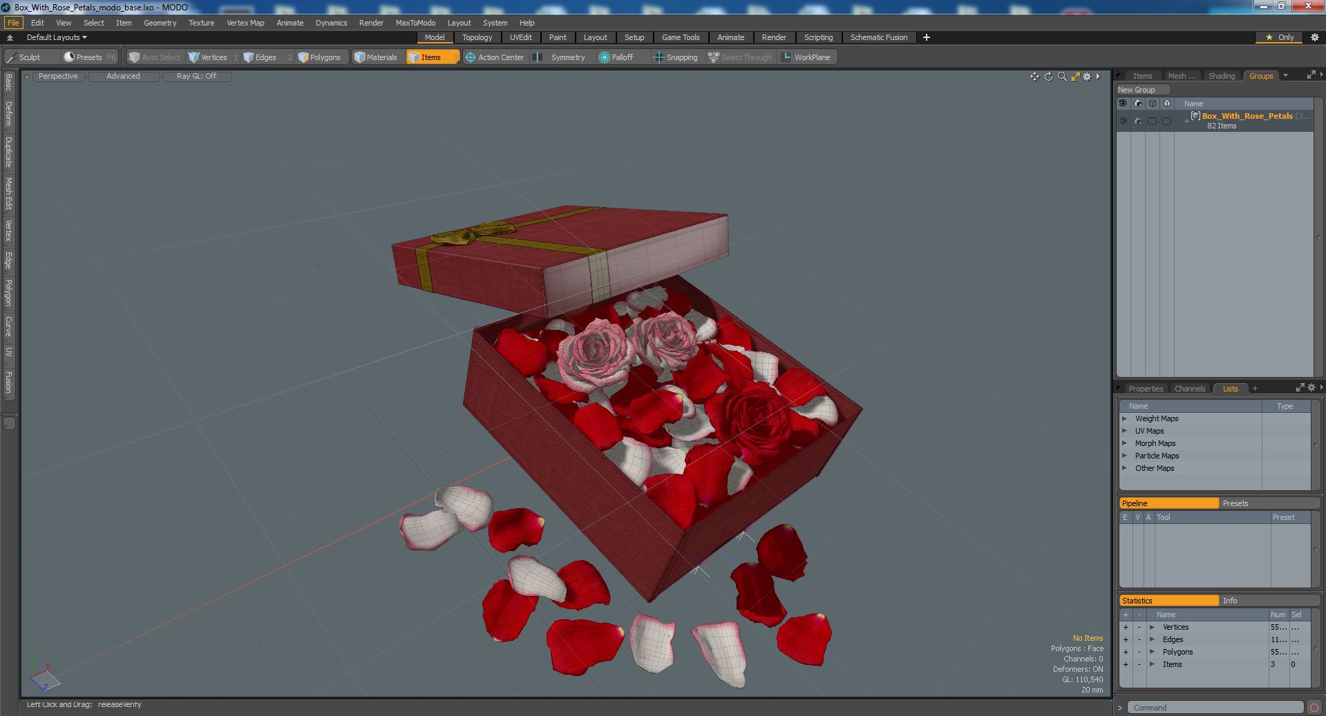 3D model Box With Rose Petals