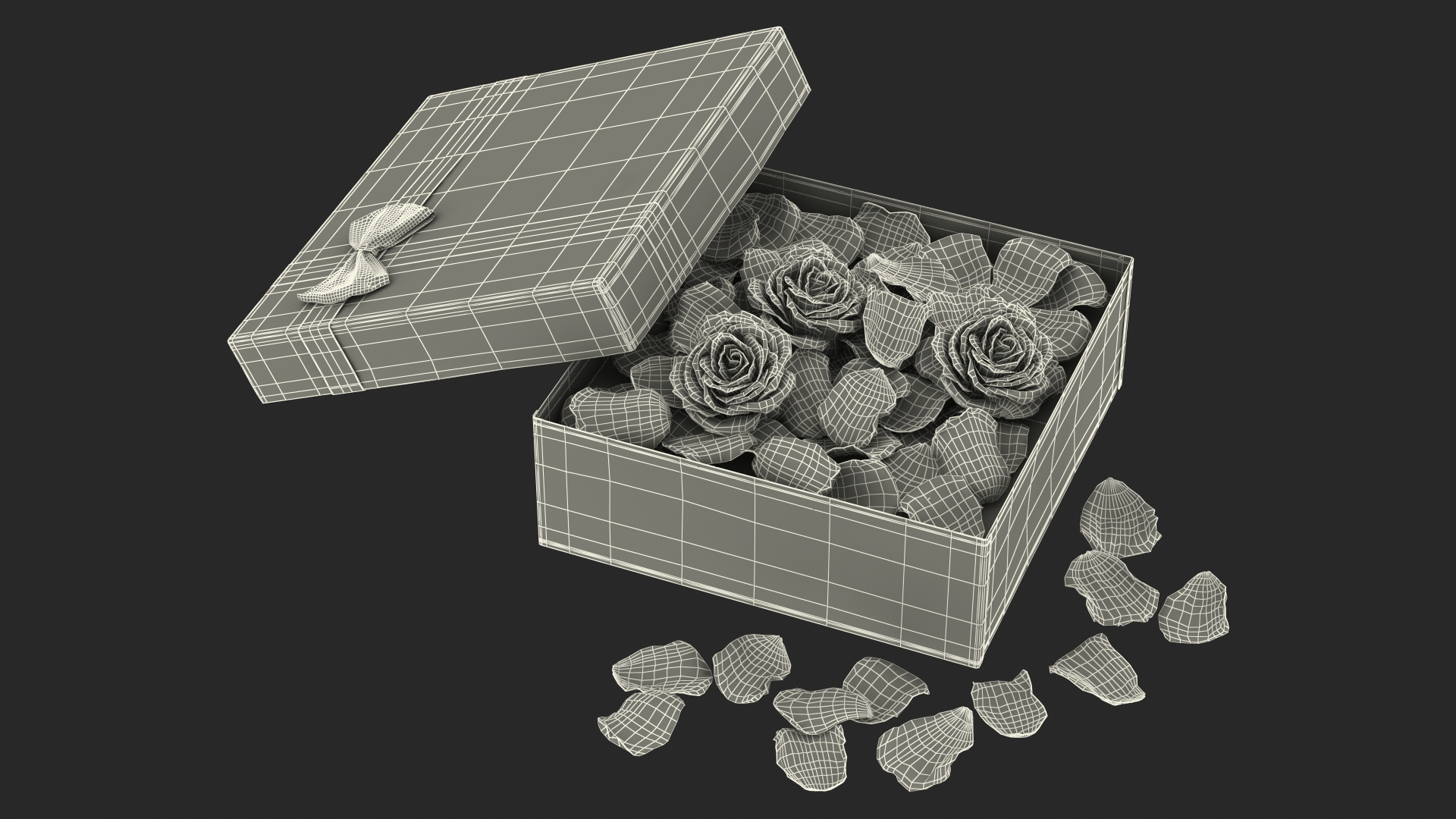 3D model Box With Rose Petals