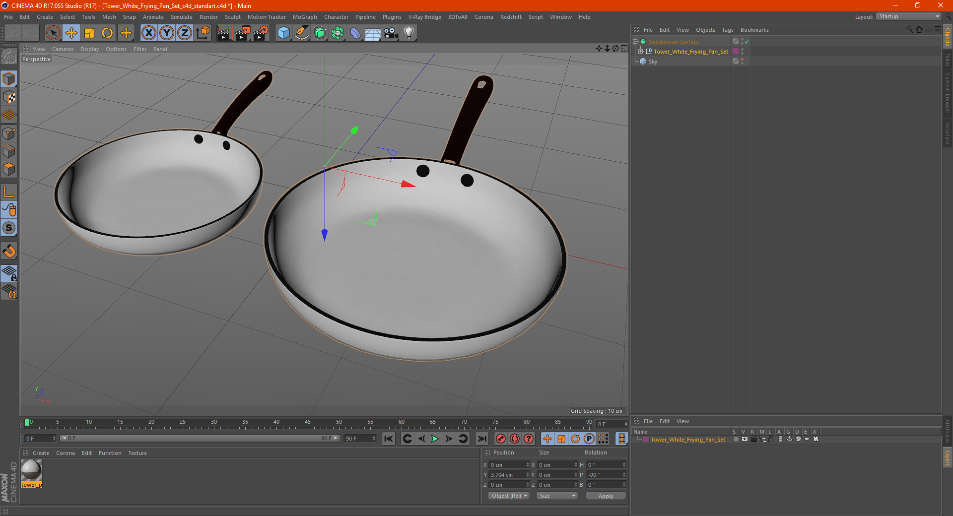 3D Tower White Frying Pan Set