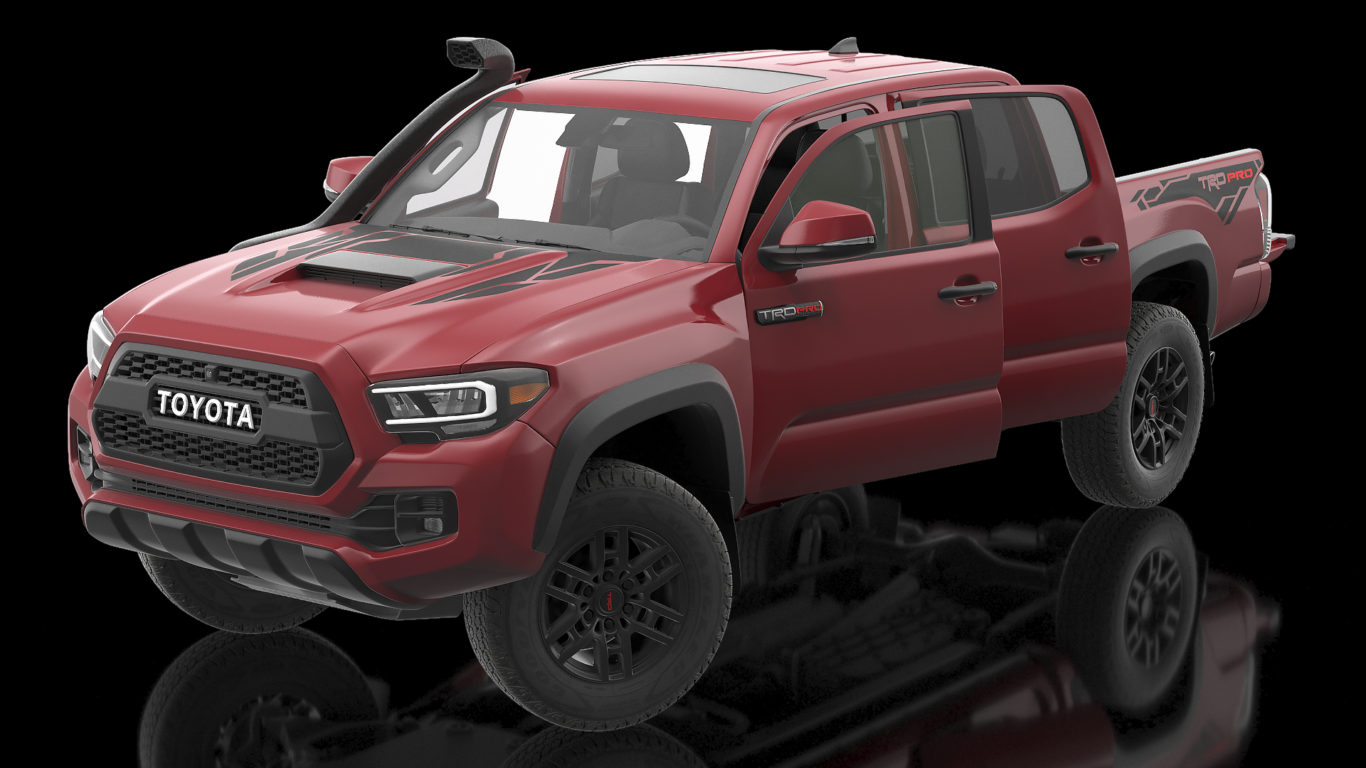 3D Toyota Tacoma TRD Pro Barcelona Red Metallic 2021 Rigged