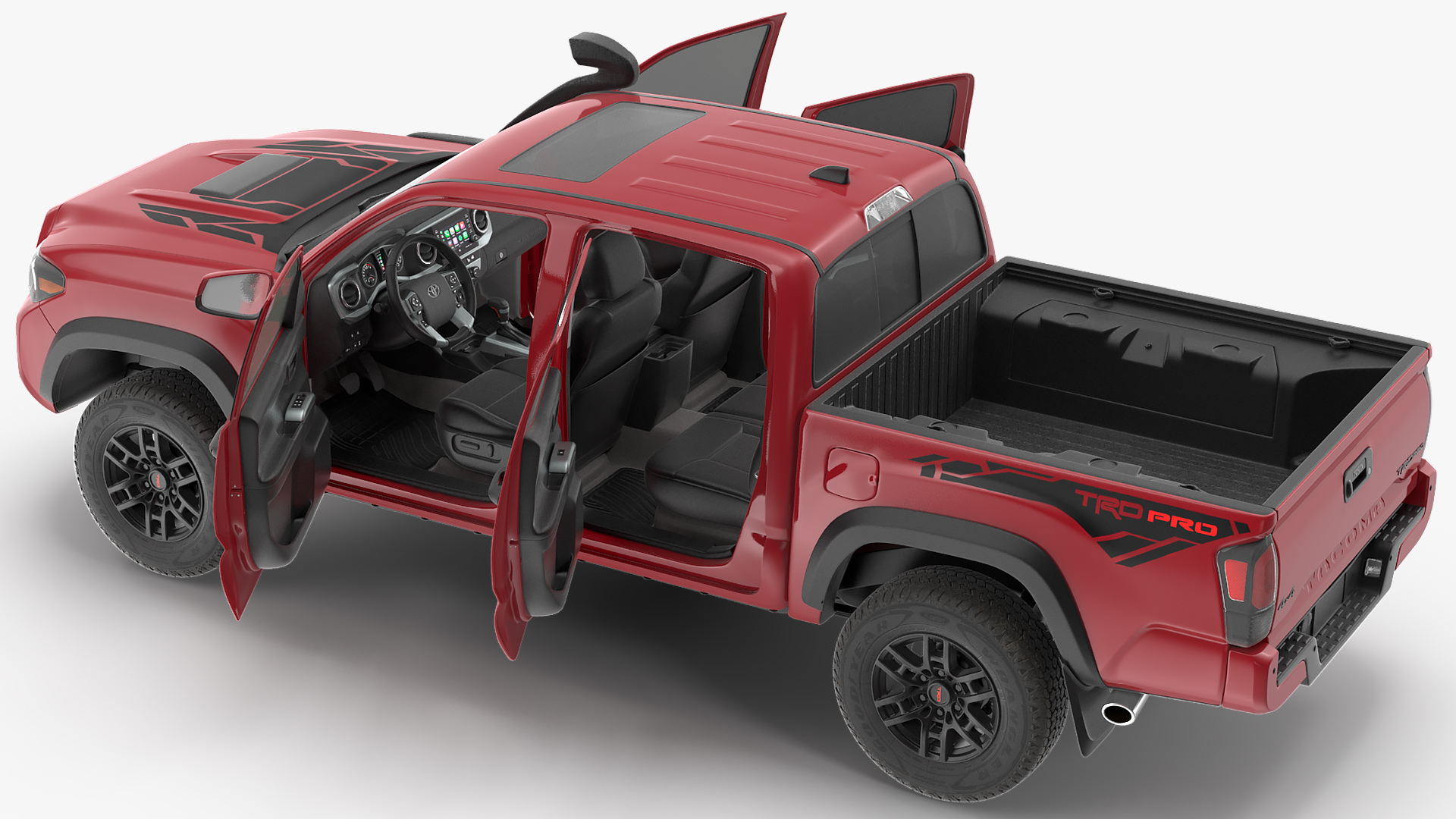 3D Toyota Tacoma TRD Pro Barcelona Red Metallic 2021 Rigged
