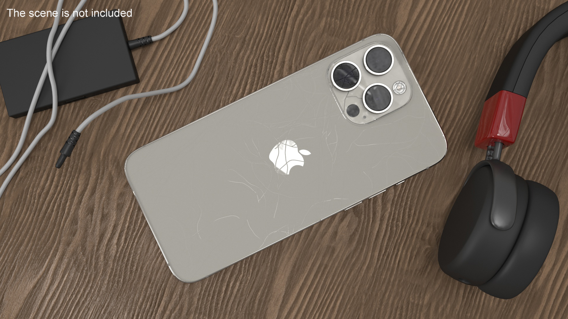 Natural Titanium IPhone 15 Pro Max Broken Glass 3D