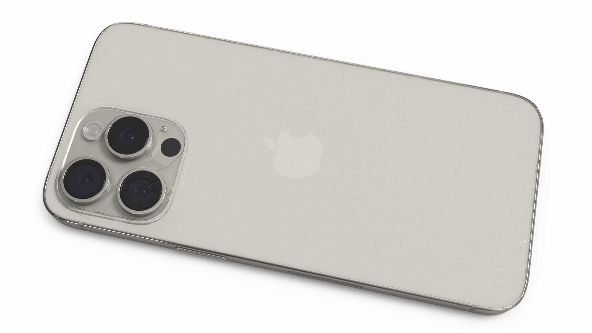Natural Titanium IPhone 15 Pro Max Broken Glass 3D