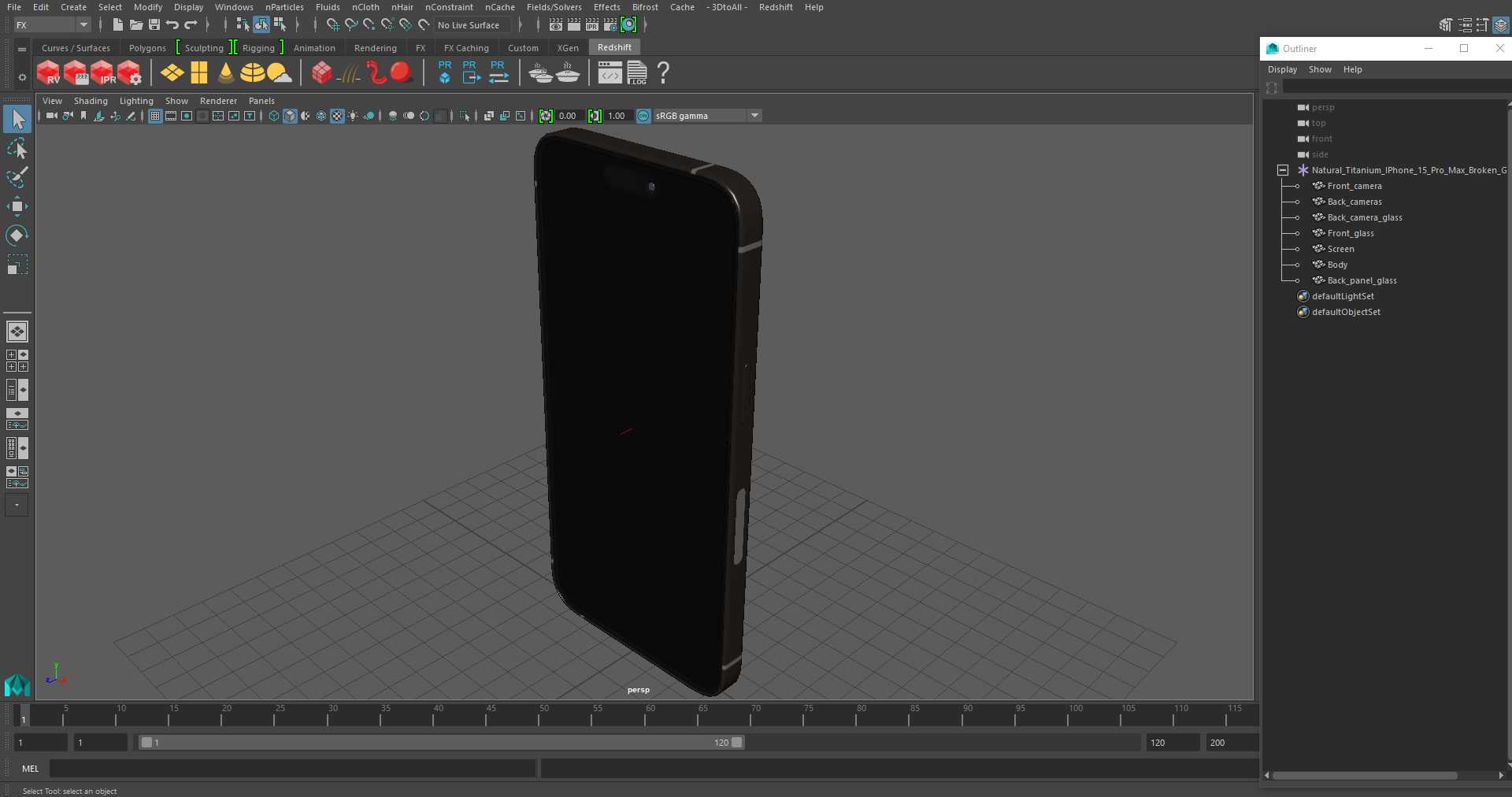 Natural Titanium IPhone 15 Pro Max Broken Glass 3D